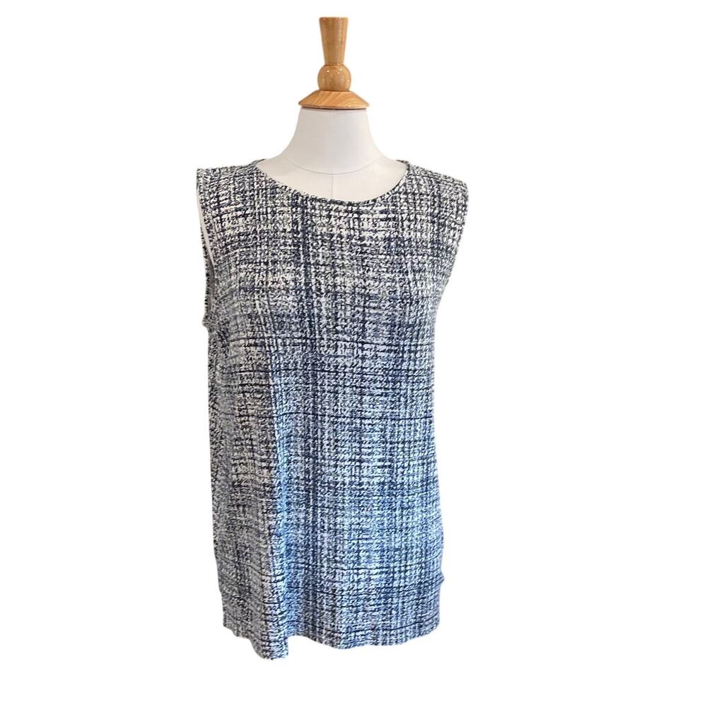 J. Jill Wherever Collection Blue White Abstract Print Sleeveless Tunic, Size L
